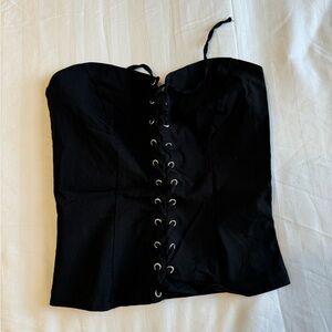 Urban Outfitters Black Lace-Up Crop Top